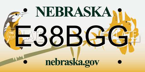 E38BGG Nebraska License Plate