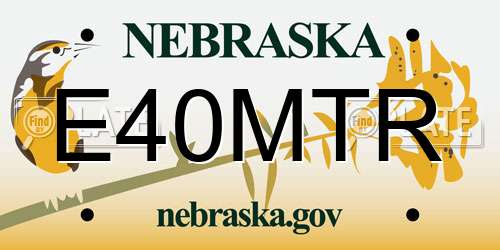 E40MTR Nebraska License Plate