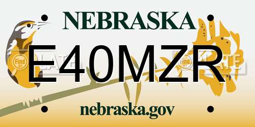 E40MZR Nebraska License Plate