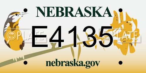 E4135 Nebraska License Plate