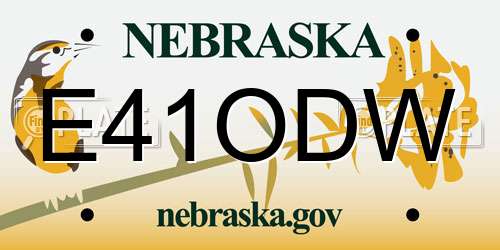 E41ODW Nebraska License Plate
