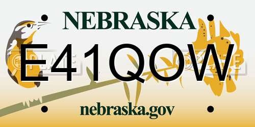 E41QOW Nebraska License Plate
