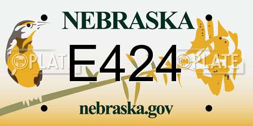 E424 Nebraska License Plate