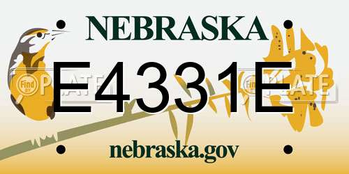 E4331E Nebraska License Plate