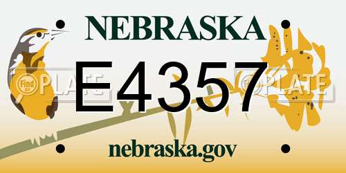 E4357 Nebraska License Plate