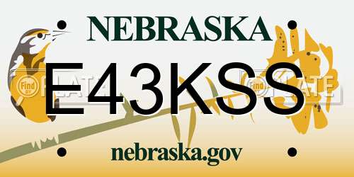 E43KSS Nebraska License Plate