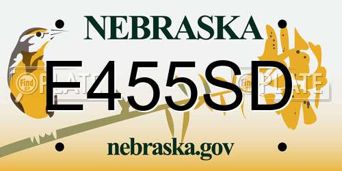 E455SD Nebraska License Plate