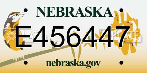 E456447 Nebraska License Plate
