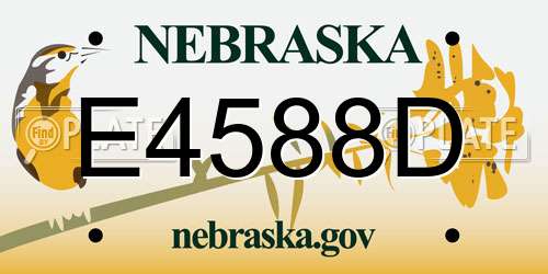 E4588D Nebraska License Plate