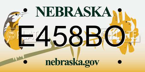 E458BO Nebraska License Plate
