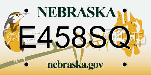 E458SQ Nebraska License Plate