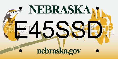 E45SSD Nebraska License Plate