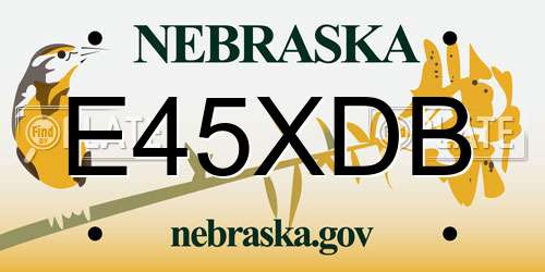 E45XDB Nebraska License Plate