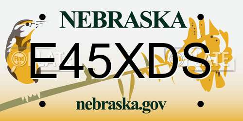 E45XDS Nebraska License Plate