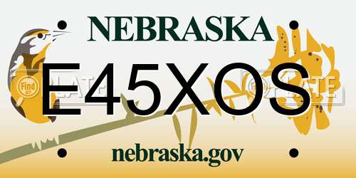 E45XOS Nebraska License Plate