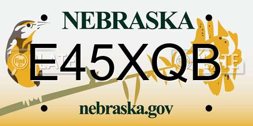 E45XQB Nebraska License Plate