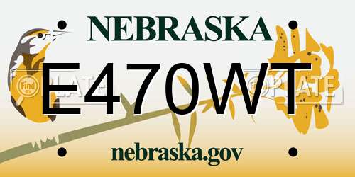 E470WT Nebraska License Plate