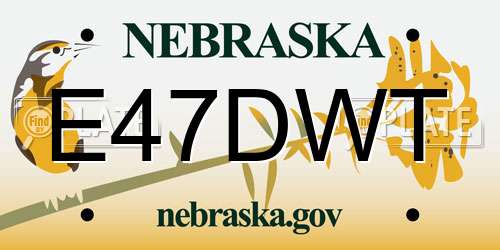 E47DWT Nebraska License Plate