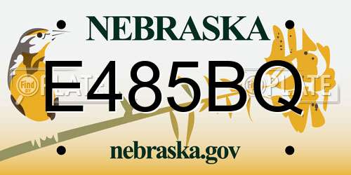 E485BQ Nebraska License Plate
