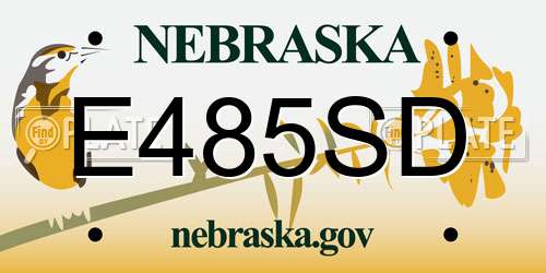 E485SD Nebraska License Plate
