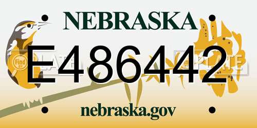 E486442 Nebraska License Plate