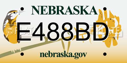 E488BD Nebraska License Plate