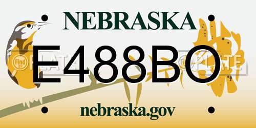 E488BO Nebraska License Plate