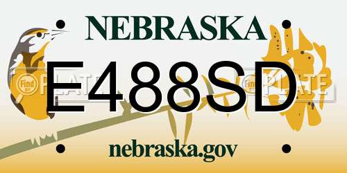 E488SD Nebraska License Plate