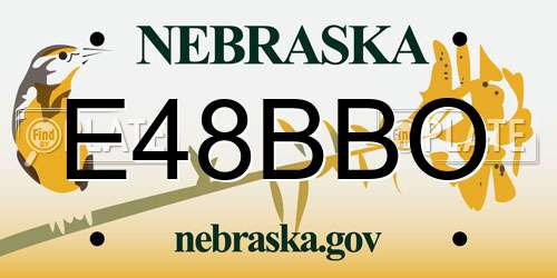 E48BBO Nebraska License Plate
