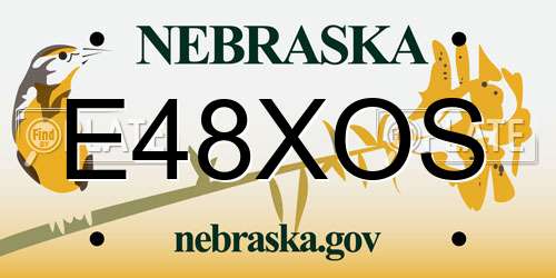 E48XOS Nebraska License Plate