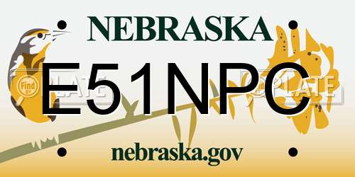 E51NPC Nebraska License Plate