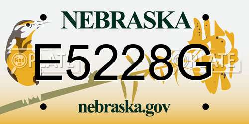 E5228G Nebraska License Plate