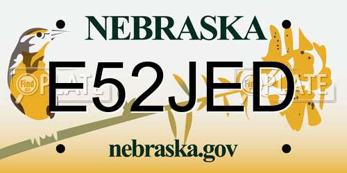 E52JED Nebraska License Plate