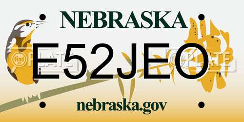 E52JEO Nebraska License Plate