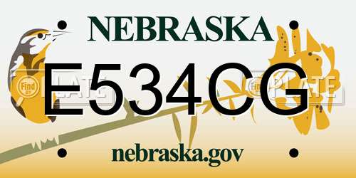E534CG Nebraska License Plate