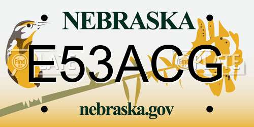 E53ACG Nebraska License Plate