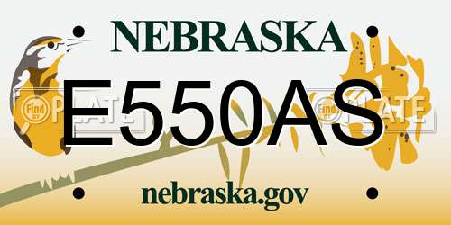 E550AS Nebraska License Plate