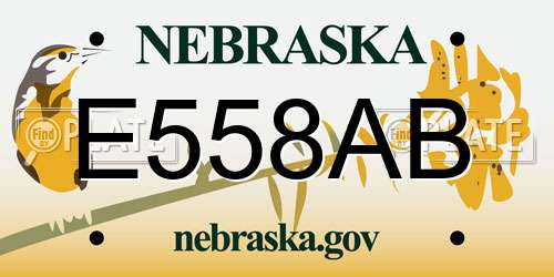 E558AB Nebraska License Plate