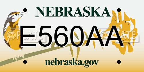 E560AA Nebraska License Plate