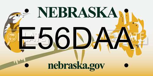 E56DAA Nebraska License Plate