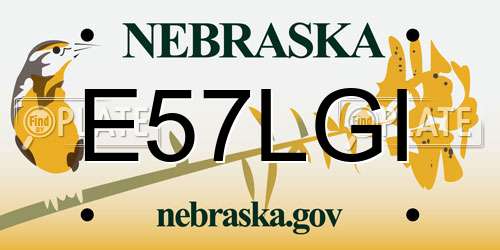 E57LGI Nebraska License Plate