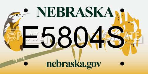 E5804S Nebraska License Plate