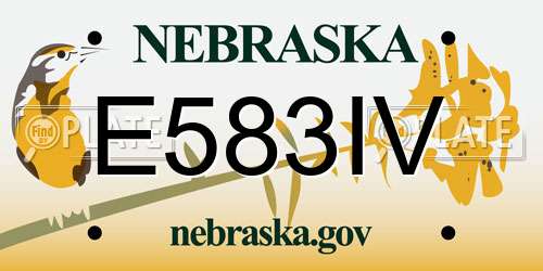 E583IV Nebraska License Plate