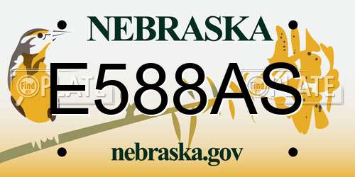 E588AS Nebraska License Plate