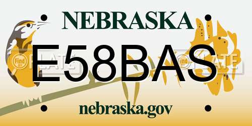 E58BAS Nebraska License Plate