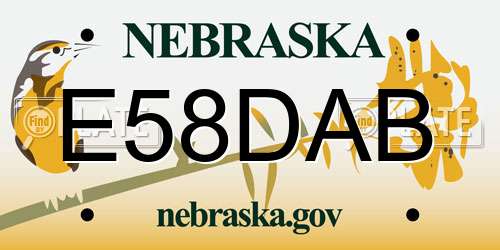 E58DAB Nebraska License Plate