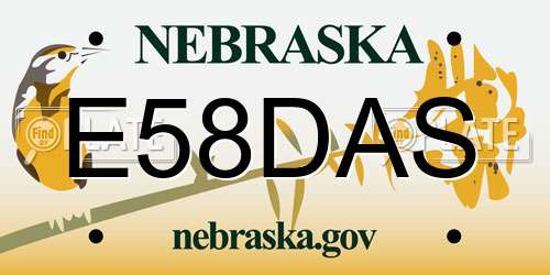E58DAS Nebraska License Plate