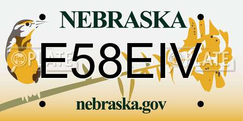 E58EIV Nebraska License Plate