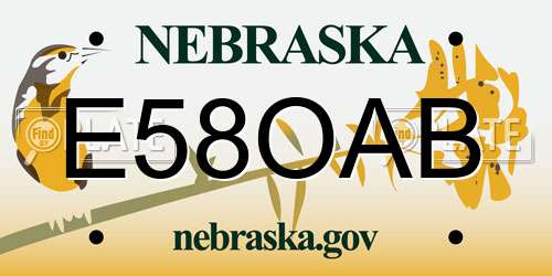 E58OAB Nebraska License Plate