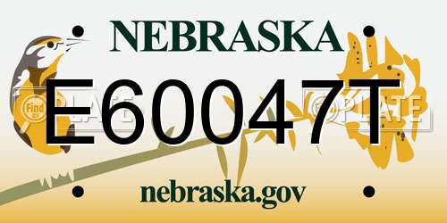 E60047T Nebraska License Plate